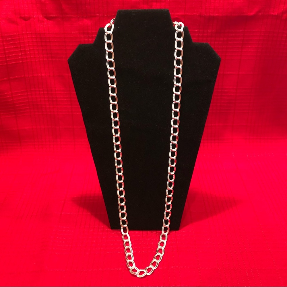 34” Twisted Double Link Silvertone Necklace